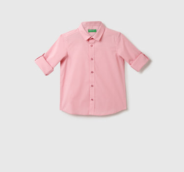 Boys Solid Spread Collar Shirt