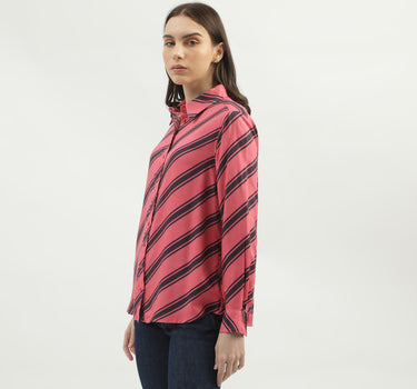 Women's Regular Fit Spread Collar Striped Shirts