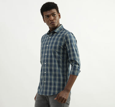 Cotton Checked Cutaway Collar Mens Shirts