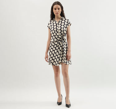 Spread Collar Polka Print Dresses