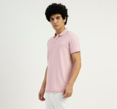 Regular Fit Ribbed Collar Solid T-Shirt