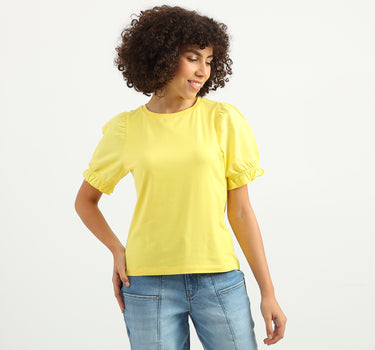 Women Solid Round Neck Top