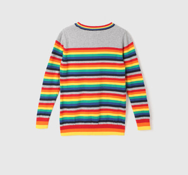 Boy's Regular Fit Round Neck Striped Sweaters