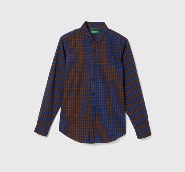 Slim Fit Spread Collar Checked Shirt