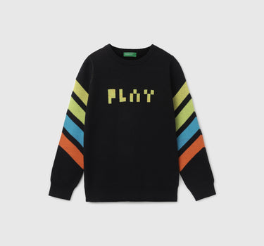 Boy's Regular Fit Crew Neck Striped Sweater