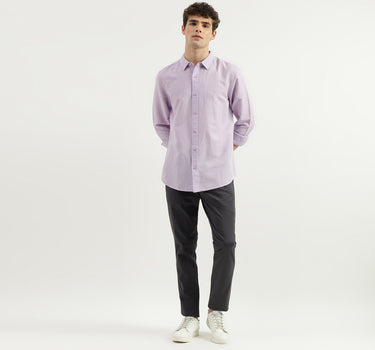 Slim Fit Spread Collar Solid Shirt