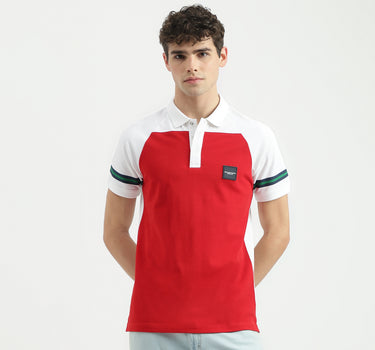 Regular Fit Polo Neck Colorblock T-Shirt