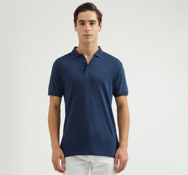 Solid Polo Neck Regular-Fit T-Shirt