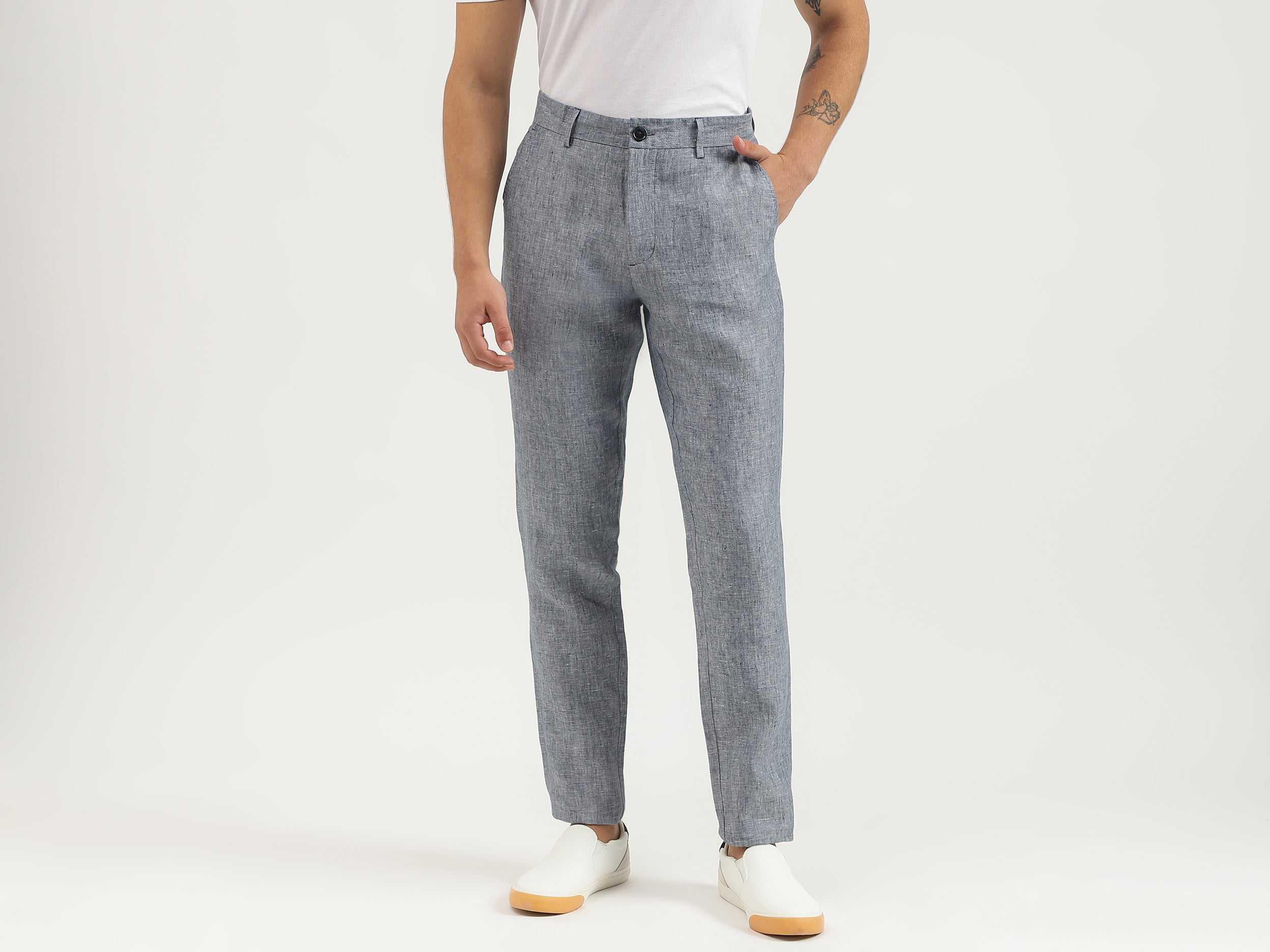 Solid Relaxed Fit Trousers