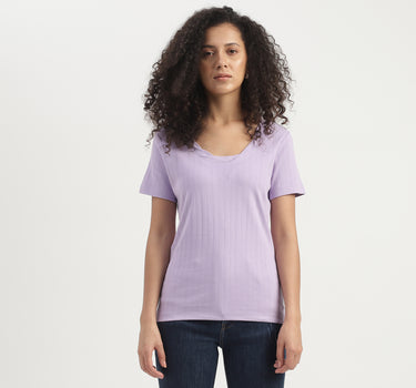 Regular Fit Scoop Neck Ribbed Top