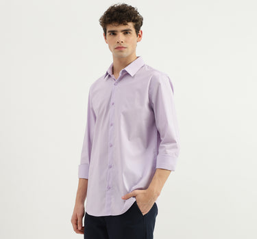 Slim Fit Spread Collar Solid Shirt