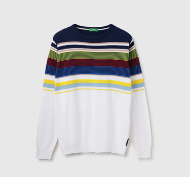 Regular Fit Round Neck Striped Sweater