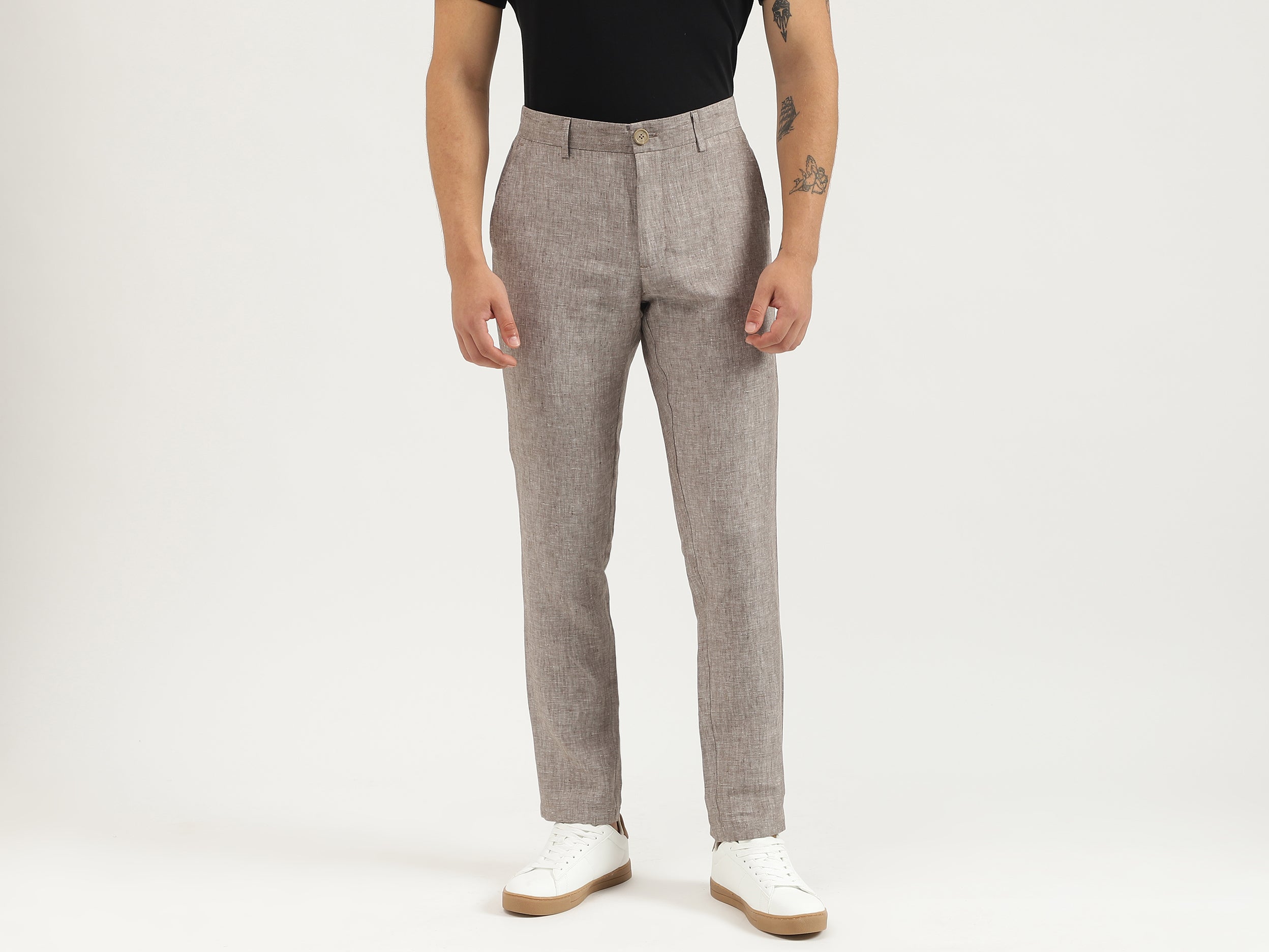 Solid Relaxed Fit Trousers