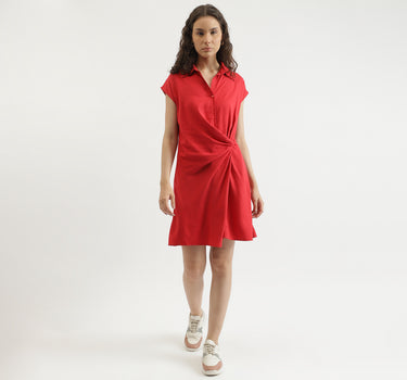 Regular Fit Spread Collar Solid Dress