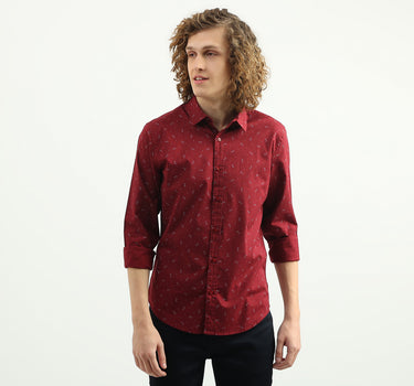 Men Printed Spread Collar Shirt