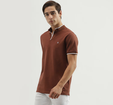 Men's Regular Fit Polo Neck Solid T-Shirt