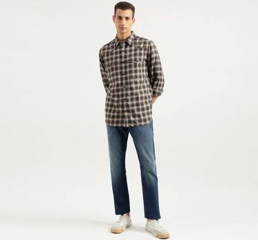 Men's Regular Fit Spread Collar Checked Shirts