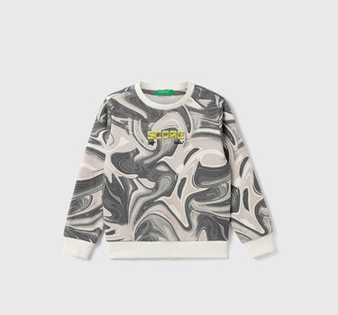 Boy's Regular Fit Round Neck Abstract Print Sweatshirt