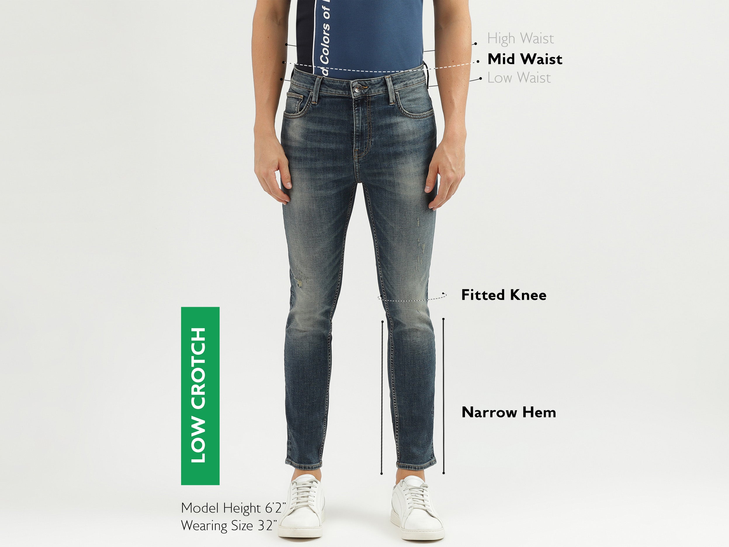 Men's Solid Low Crotch Jeans – United Colors of Benetton Store