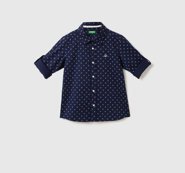 Boys Printed Spread Collar Shirt