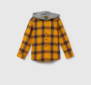 Boys Checked Hood Shirt