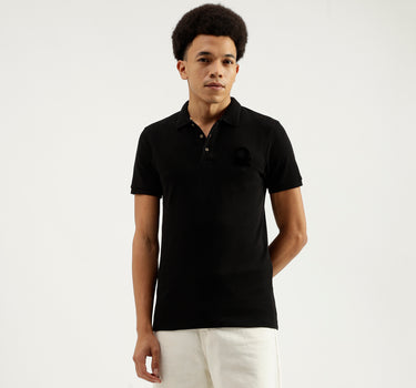 Regular Fit Ribbed Collar Solid T-Shirt