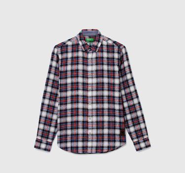 Men Checked Spread Collar Shirt