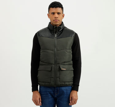 Regular Fit Mock Neck Solid Jacket