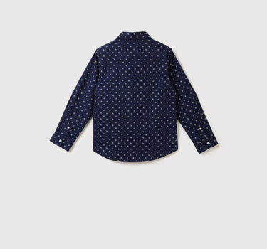 Boys Printed Spread Collar Shirt