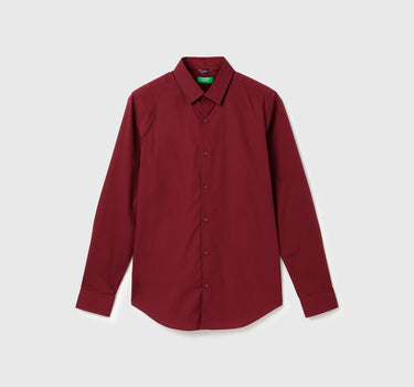 Slim Fit Spread Collar Solid Shirt