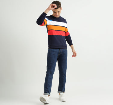 Mens Long Sleeve Stripe Sweatshirt