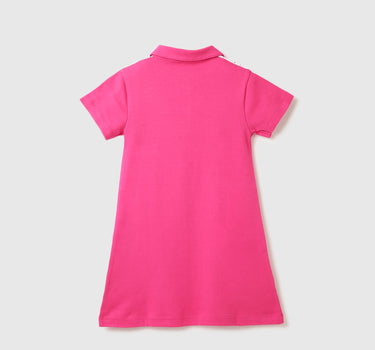 Girls Solid Polo Collar Dress