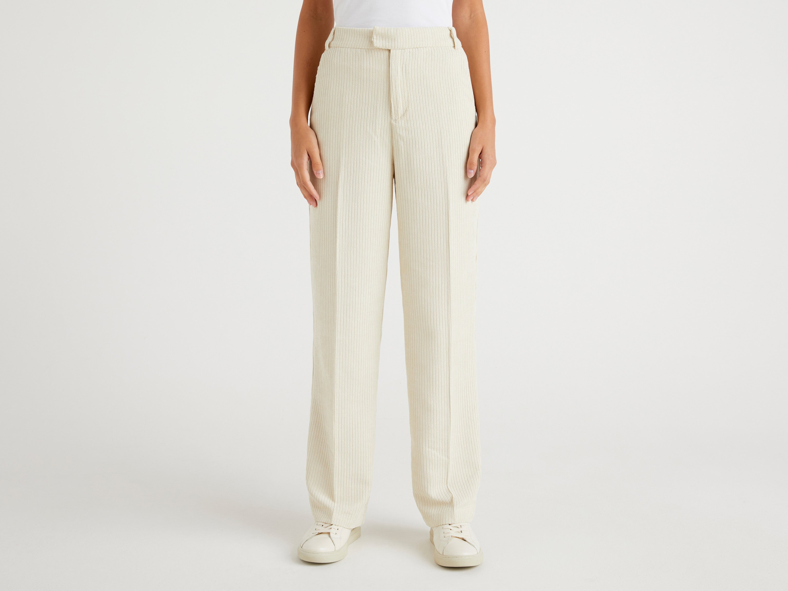 Women Ribbed Straight Fit Trousers