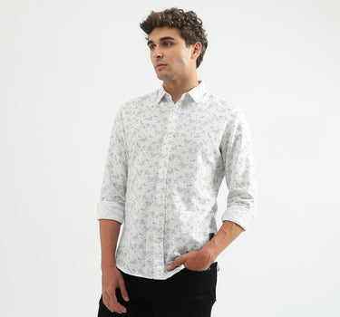 Men Printed Spread Collar Shirt