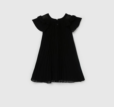 Girl's Regular Fit Round Neck Pleated Dresses