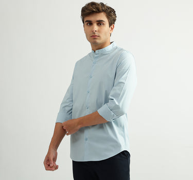 Men Solid Mandarin Collar Shirt