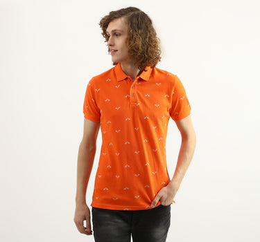 Men Printed Polo Collar T-Shirt