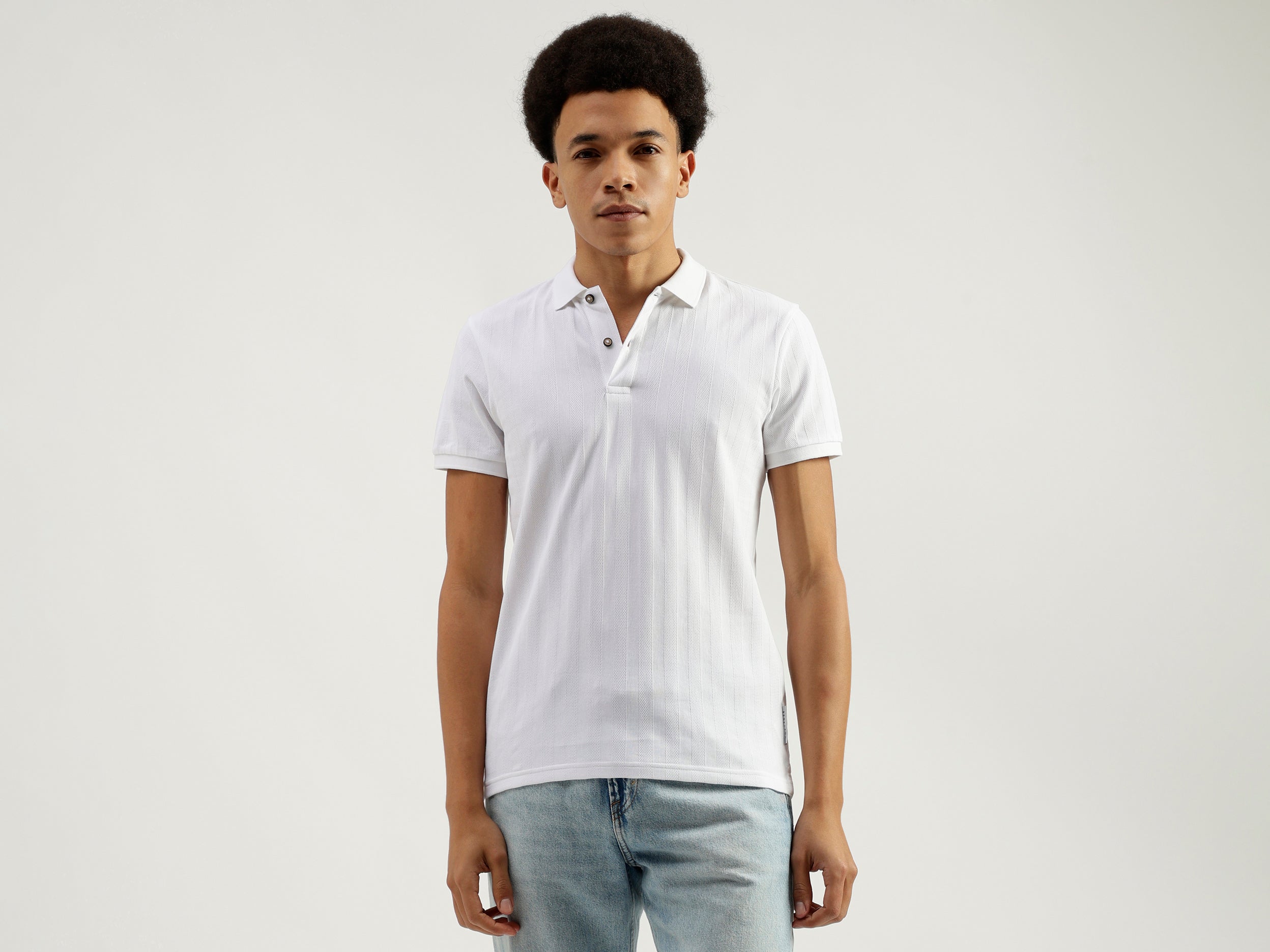 Polo Neck Solid Pattern T-Shirt