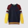 Boys Colorblock Round Neck Sweater