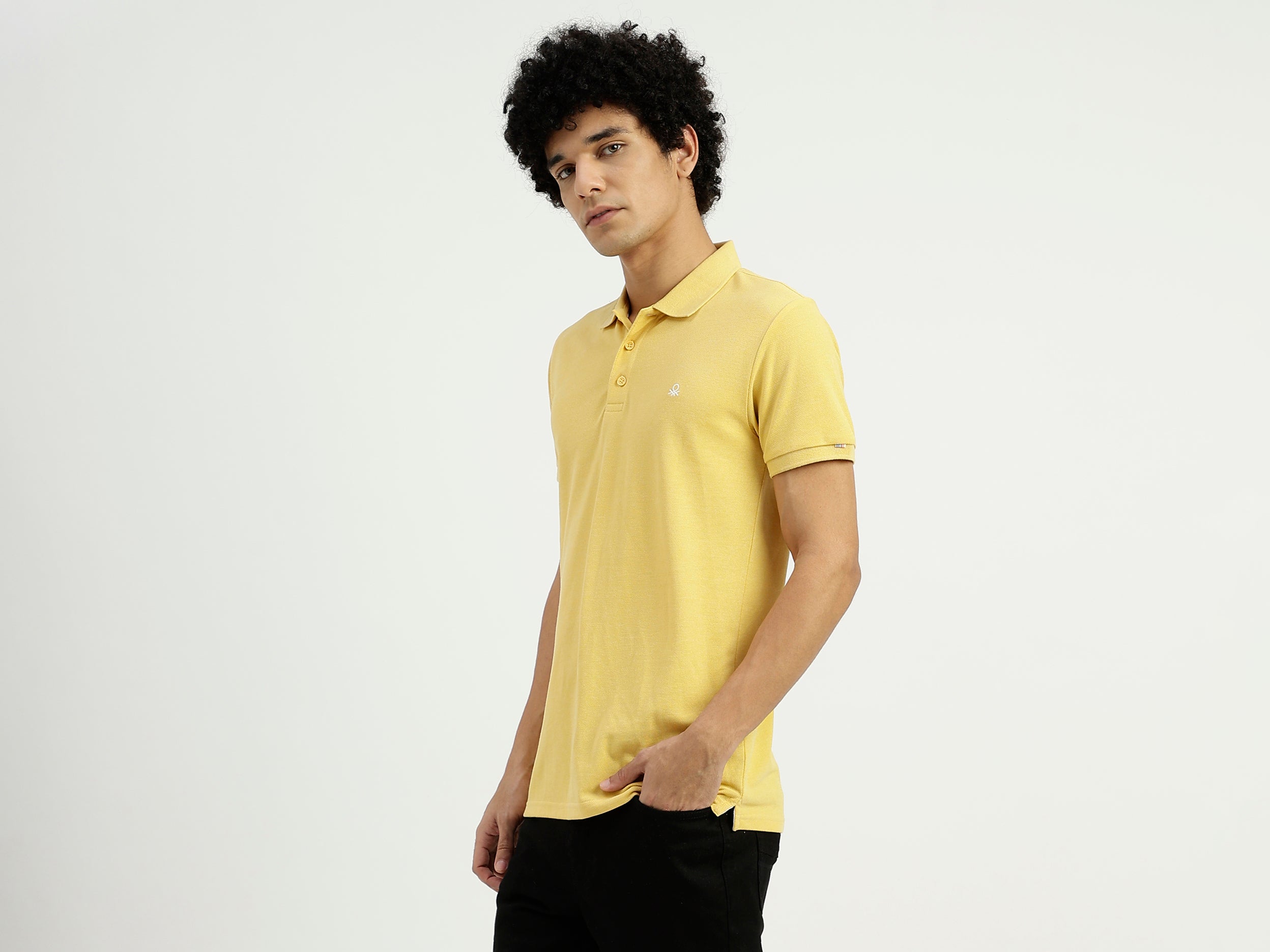 Regular Fit Ribbed Collar Solid T-Shirt