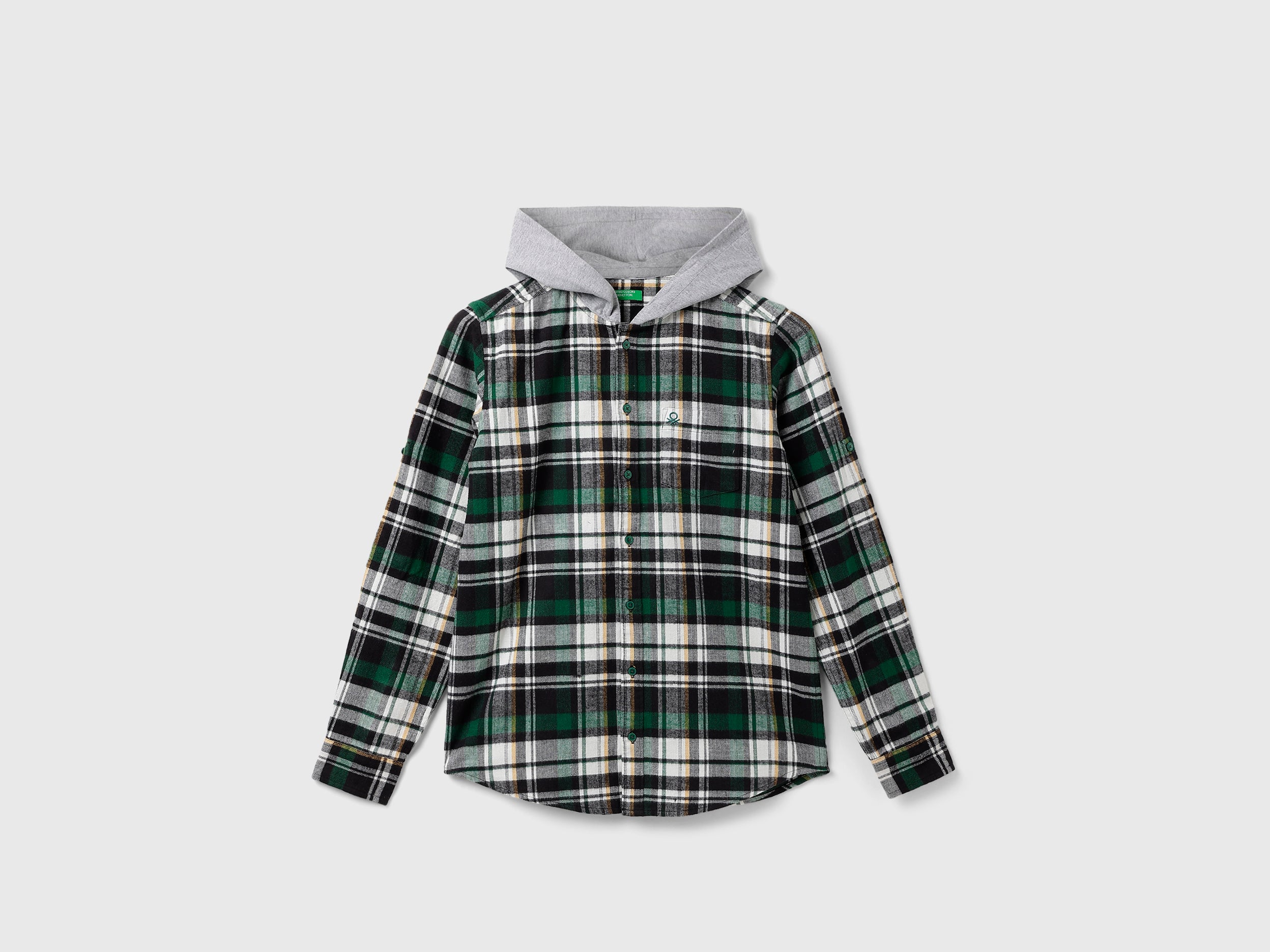 Boy's Regular Fit Checked Shirt with Hood