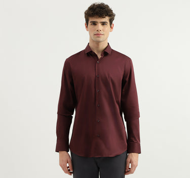 Slim Fit Spread Collar Solid Shirt