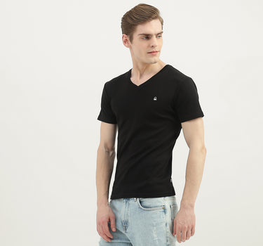 Men Solid V-Neck T-Shirt