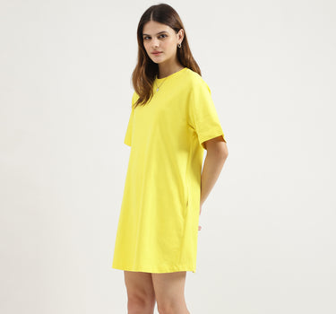 Regular Fit Round Neck Solid Dress