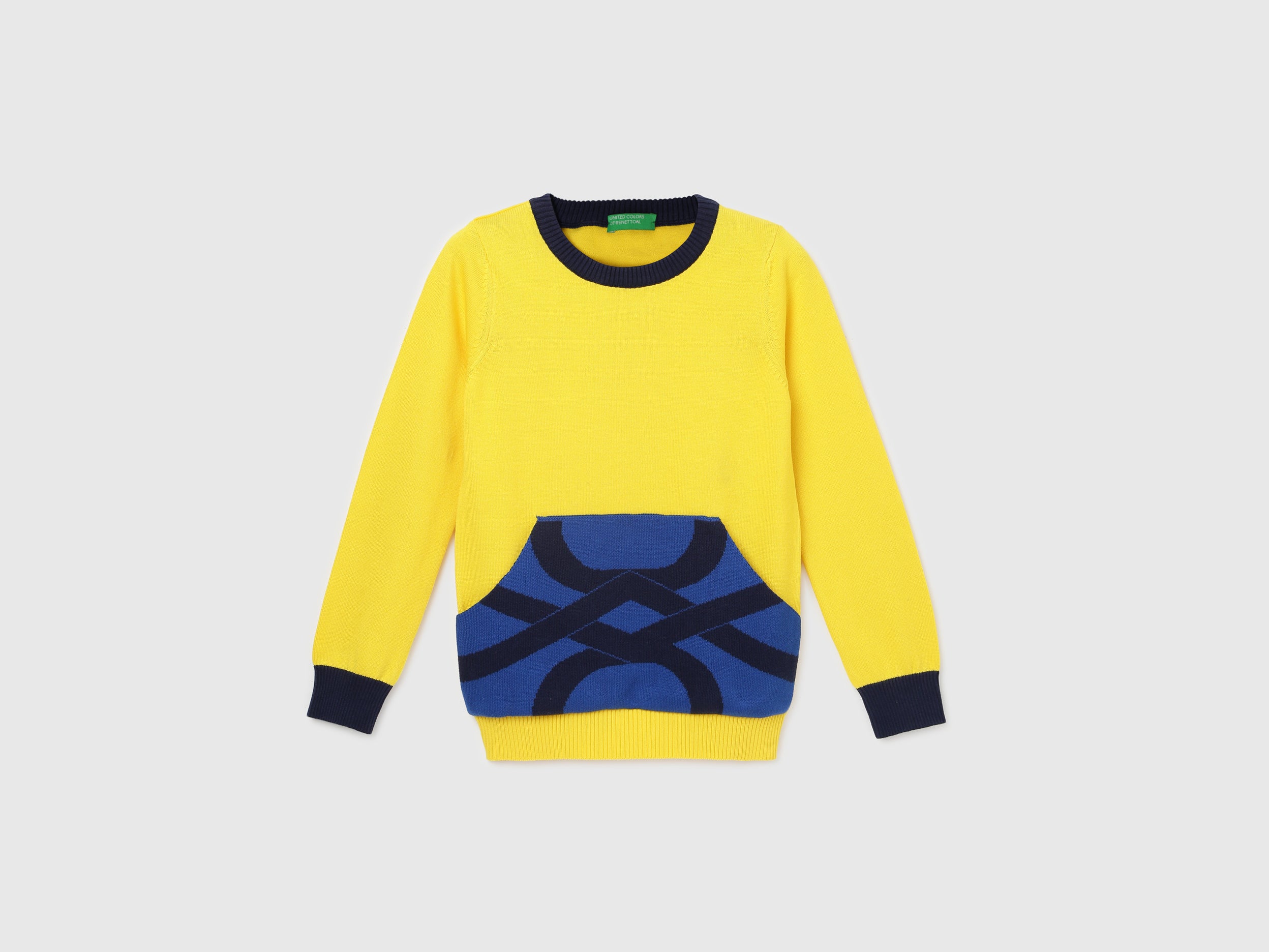 Boy's Regular Fit Crew Neck Colorblock Sweater