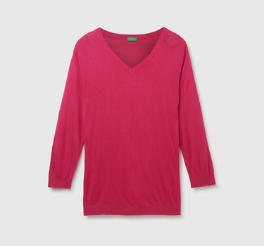 Women's Regular Fit V-Neck Solid Sweater