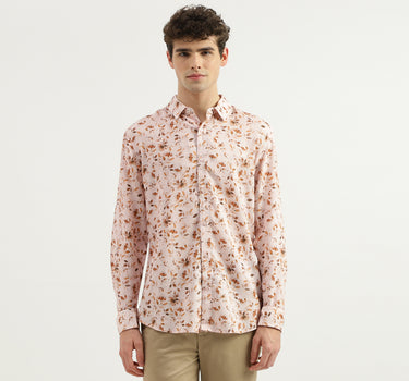 Slim Fit Spread Collar Floral Print Shirt