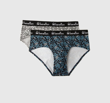 Pack of 2 Typographic Print Low Rise Briefs