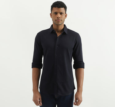 Slim Fit Spread Collar Patterned Shirt