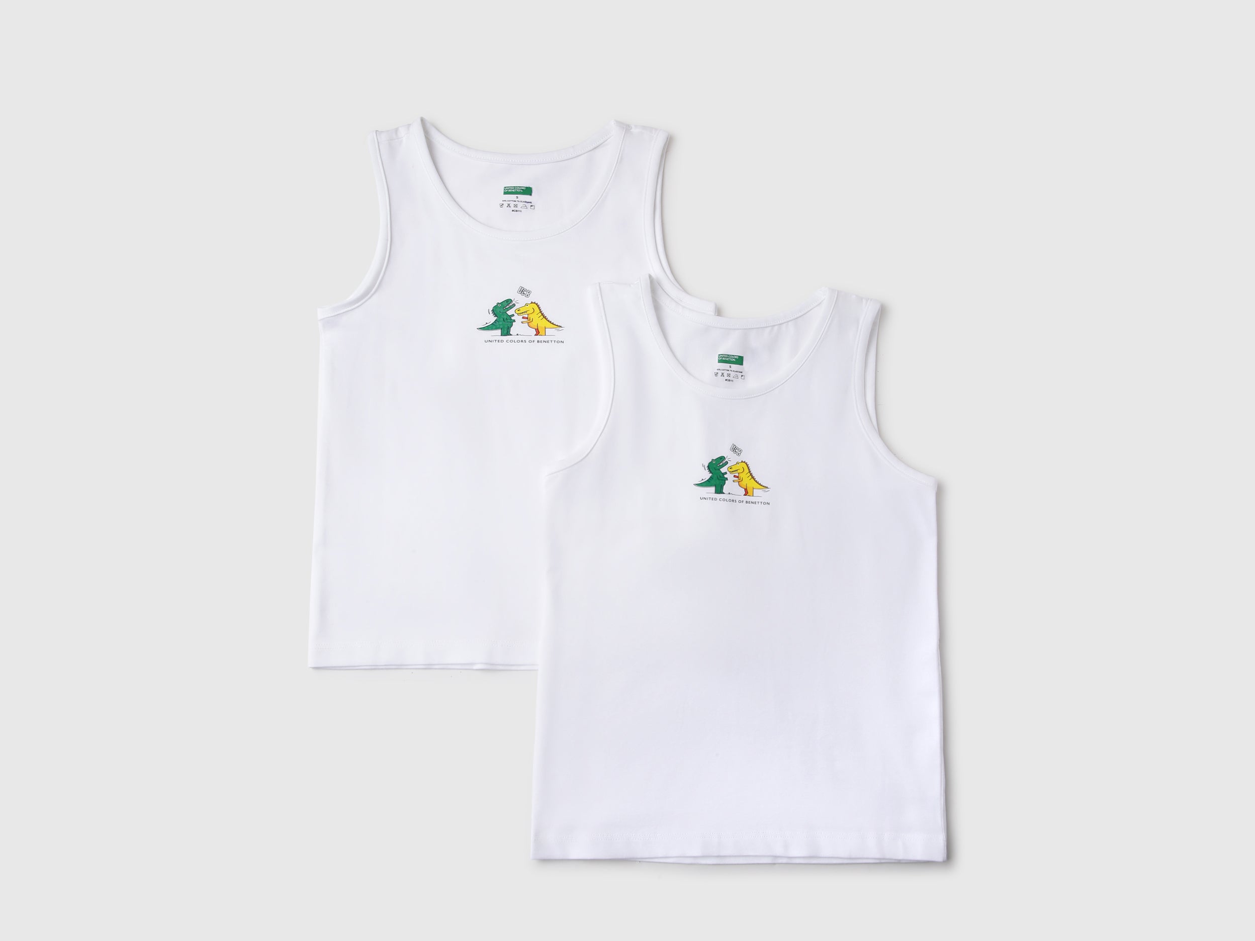 Pack of 2 Regular Fit Round Neck Dino Print Vest